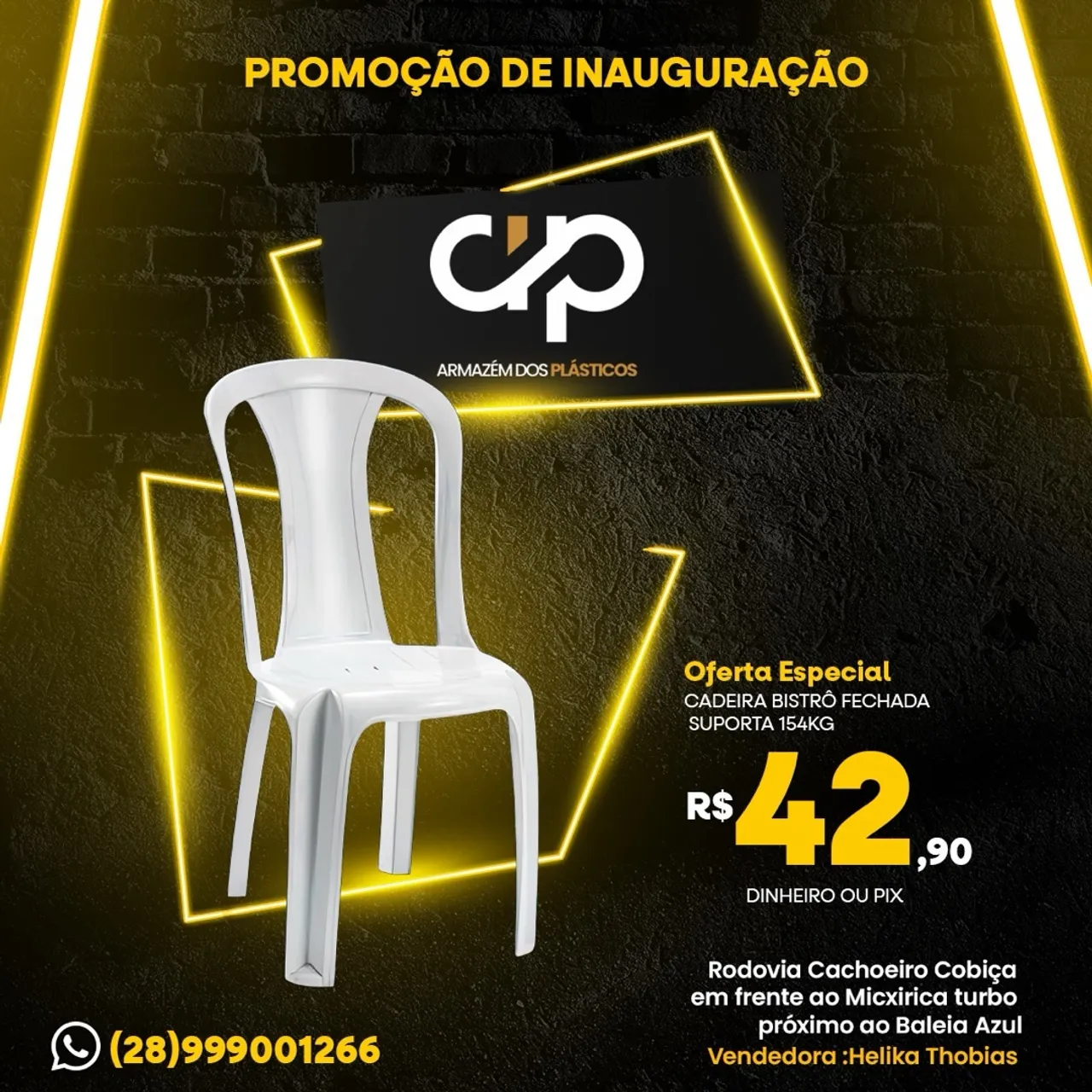 Cadeira Bistrô Fechada - Promoção de Inauguração!