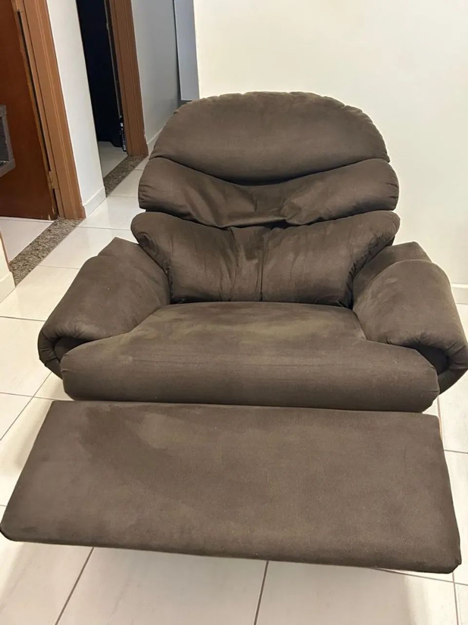 Poltrona Reclinável em Suede Marrom - Foto 3