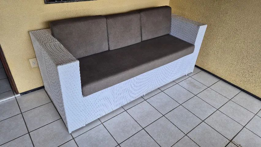 Sofá de Vime Branco para área externa/interna - Foto 2