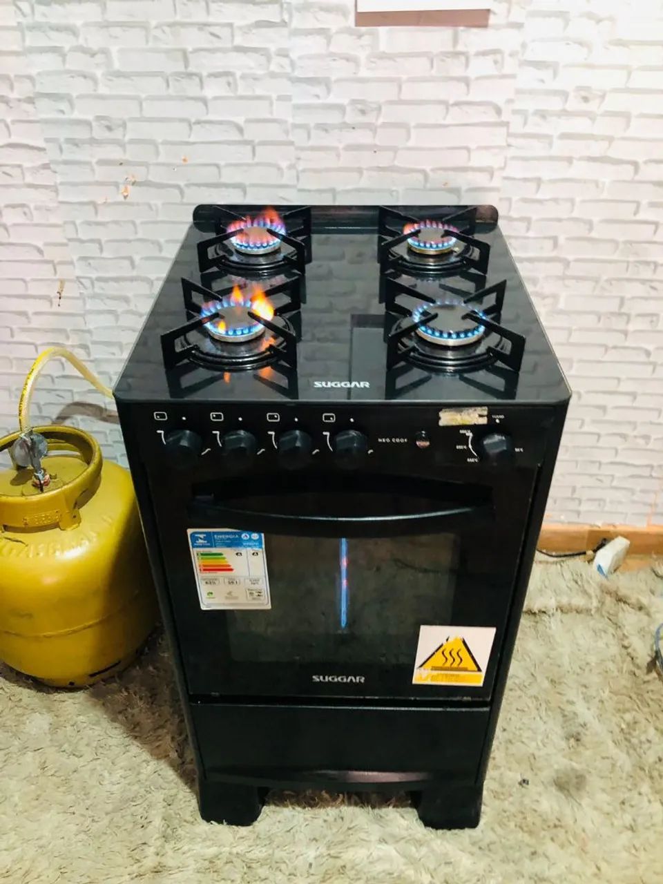 Fogão 4 bocas com tampo de vidro automático 