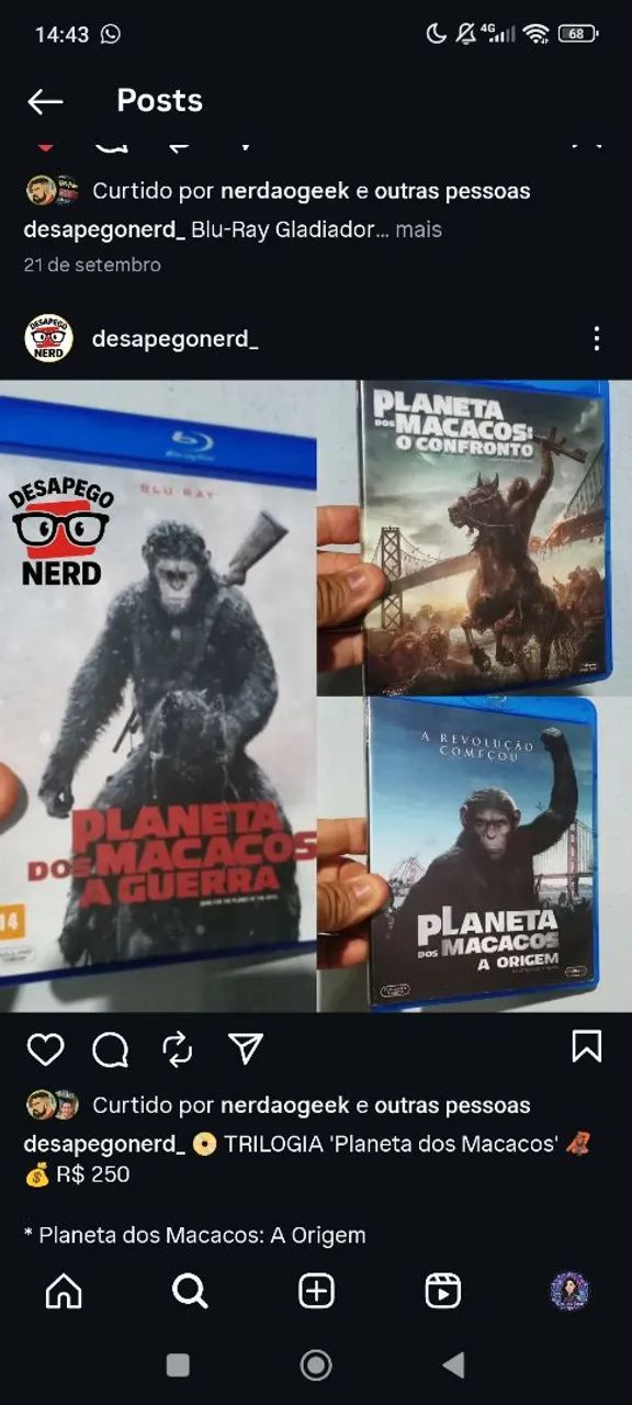 Trilogia planeta dos macacos Blu-ray 