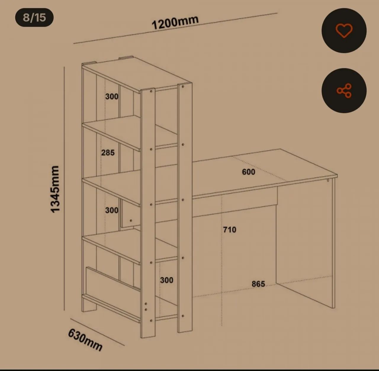 Mesa com estante na lateral  - Foto 4
