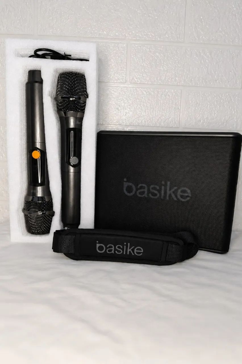Caixa de som com 2 microfone potente - Basike 120W
