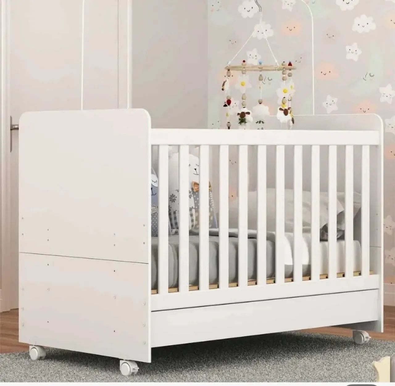 Berço 3 em 1 mini cama com colchão 