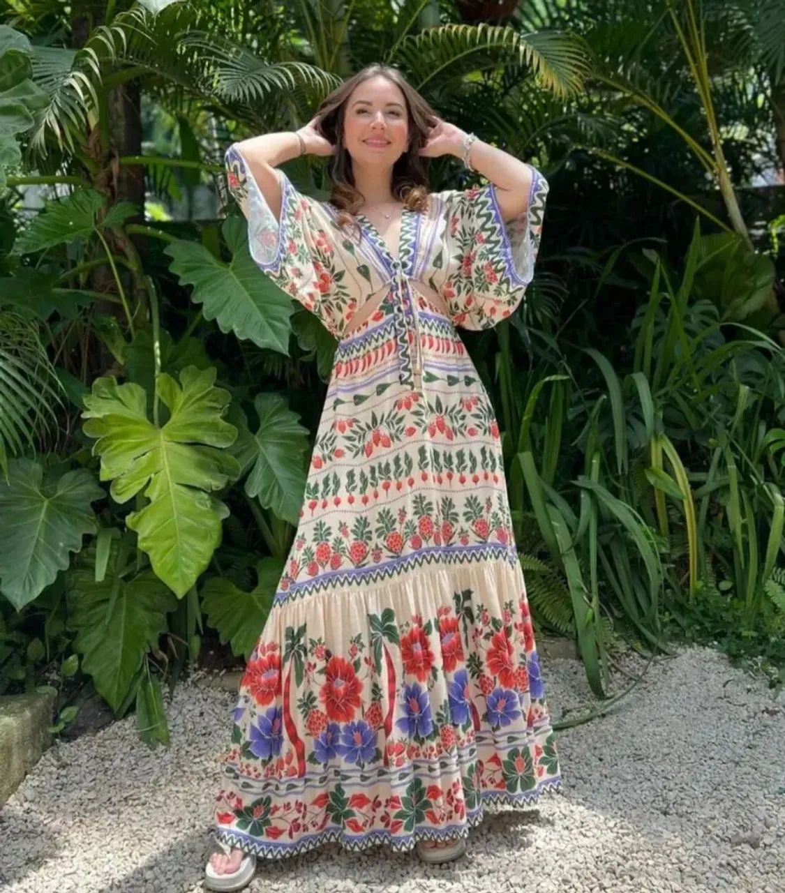 Vestido Longo Dedo De Moça Farm - G - Foto 4