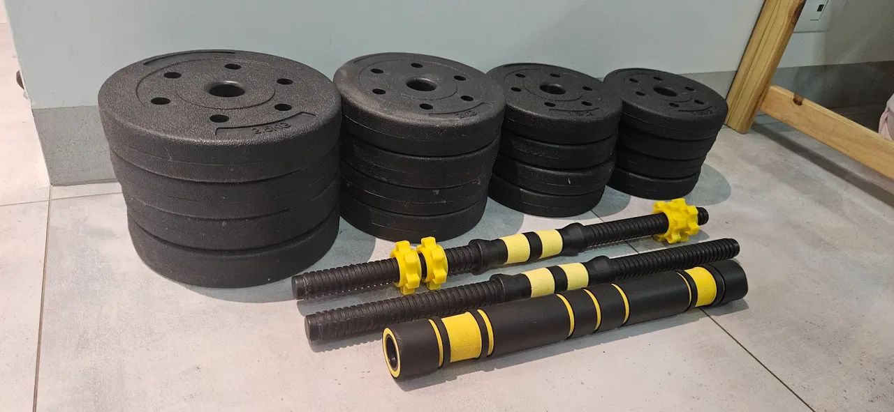 Kit de halteres e barras para exercícios  - Foto 2