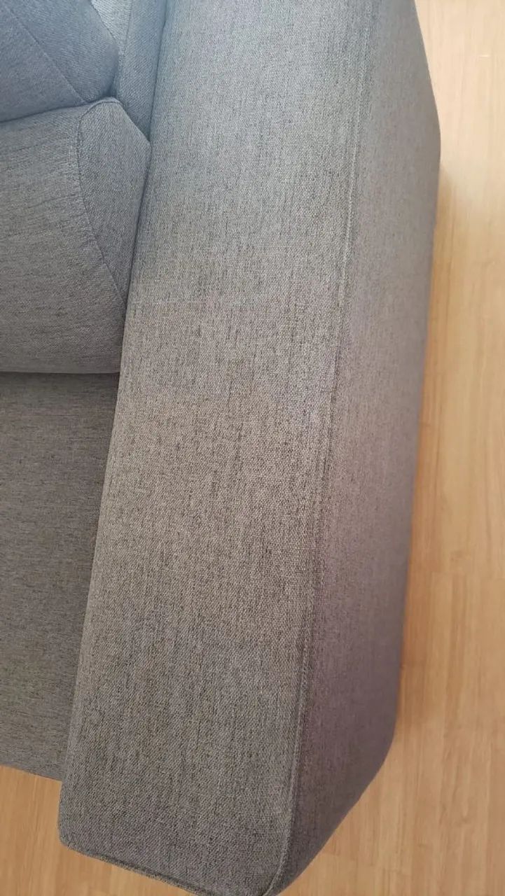 Sofá cinza em linho 3 lugares   retrátil e reclinável  Anjos colchões  - Foto 3
