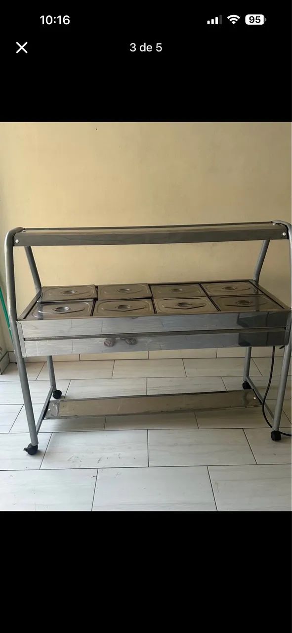Equipamentos comerciais em inox ? Buffet 8 cubas + Vitrine
