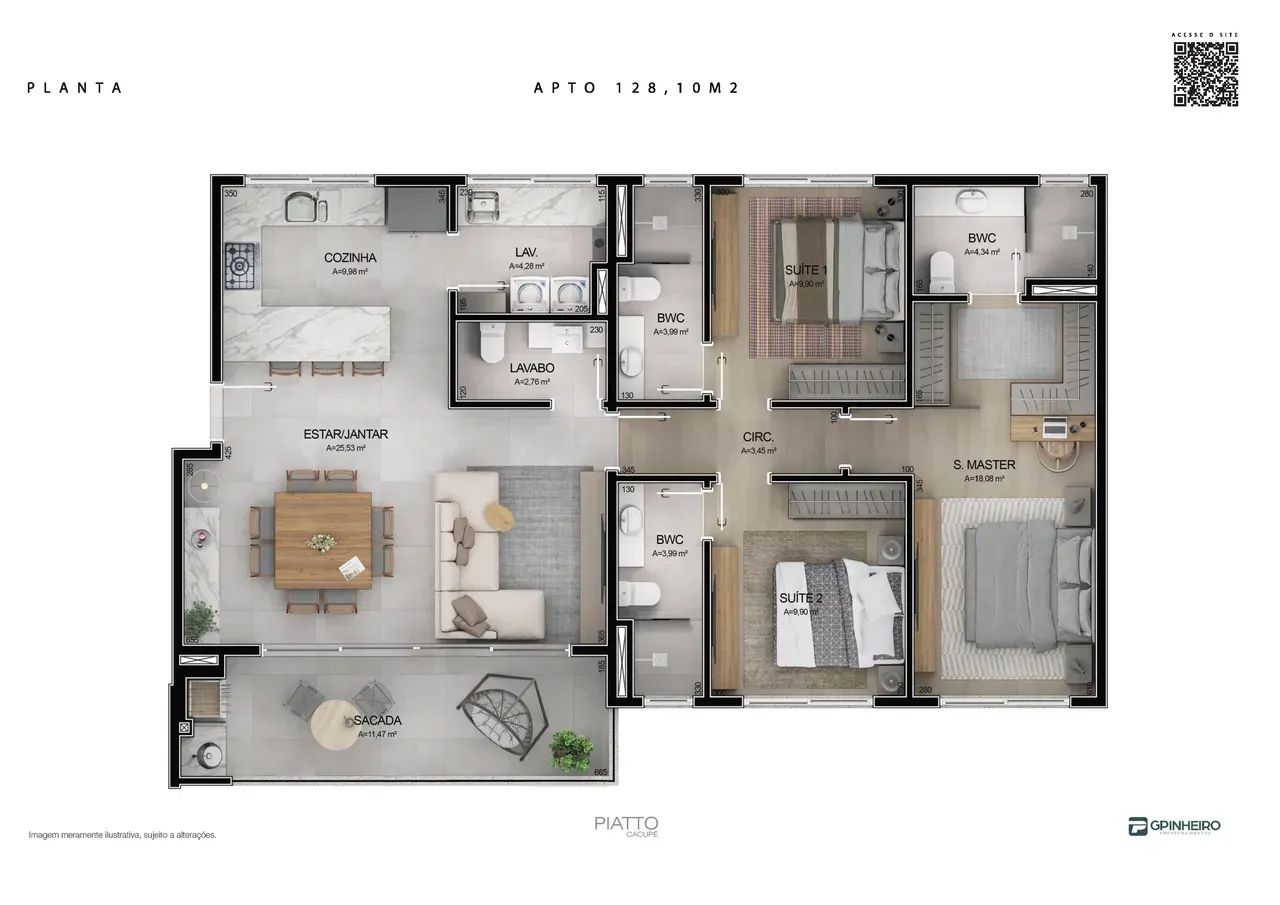 Imóvel para venda possui 128 metros quadrados com 3 quartos em Cacupé - Florianópolis - SC - Foto 5