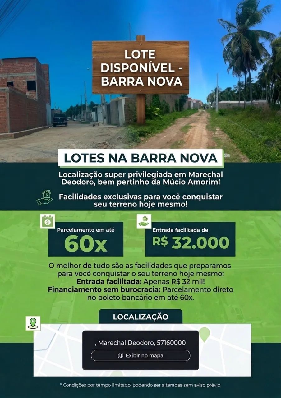 Lotes disponíveis na barra nova