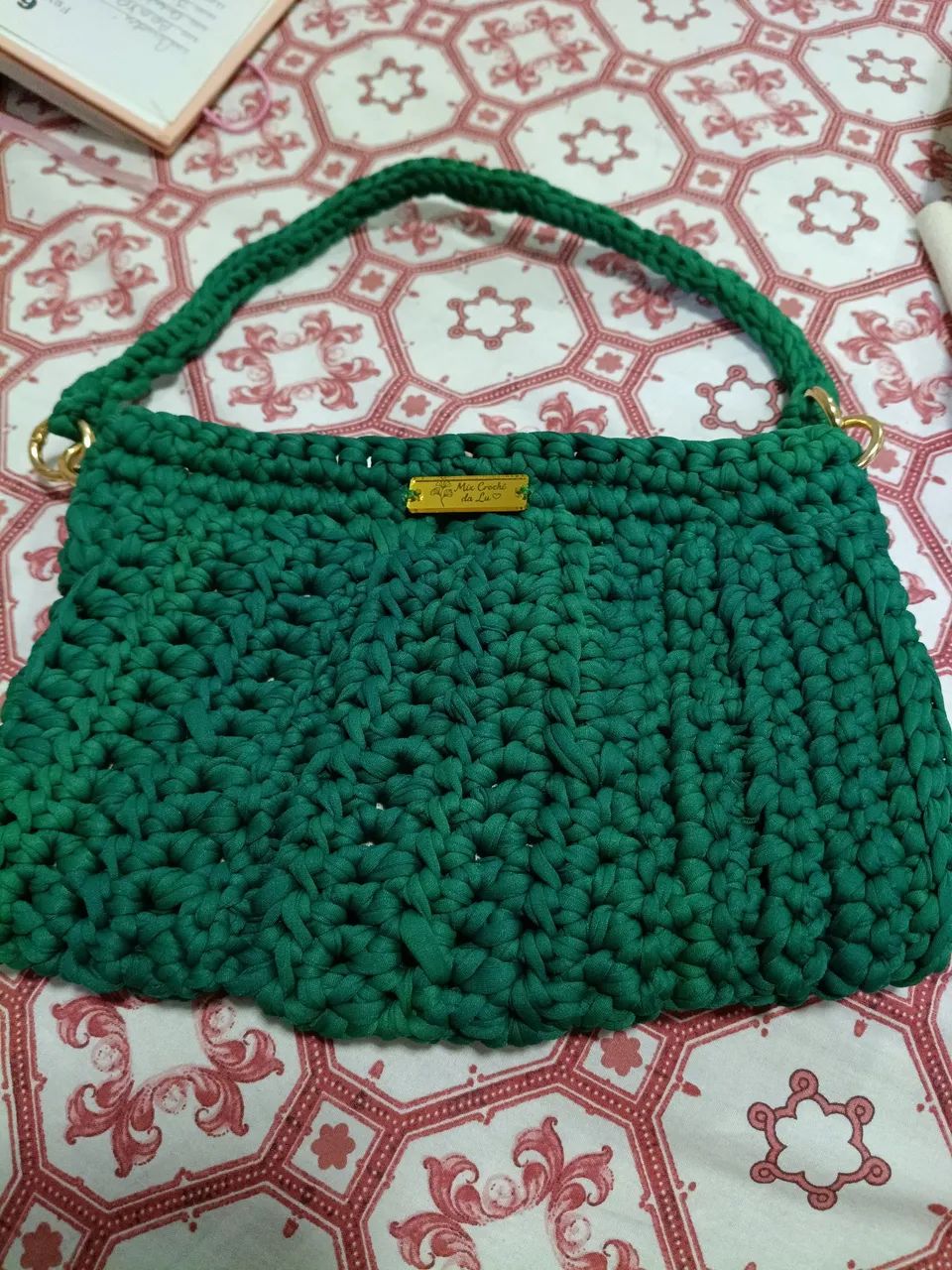 Bolsa de crochê de mão 