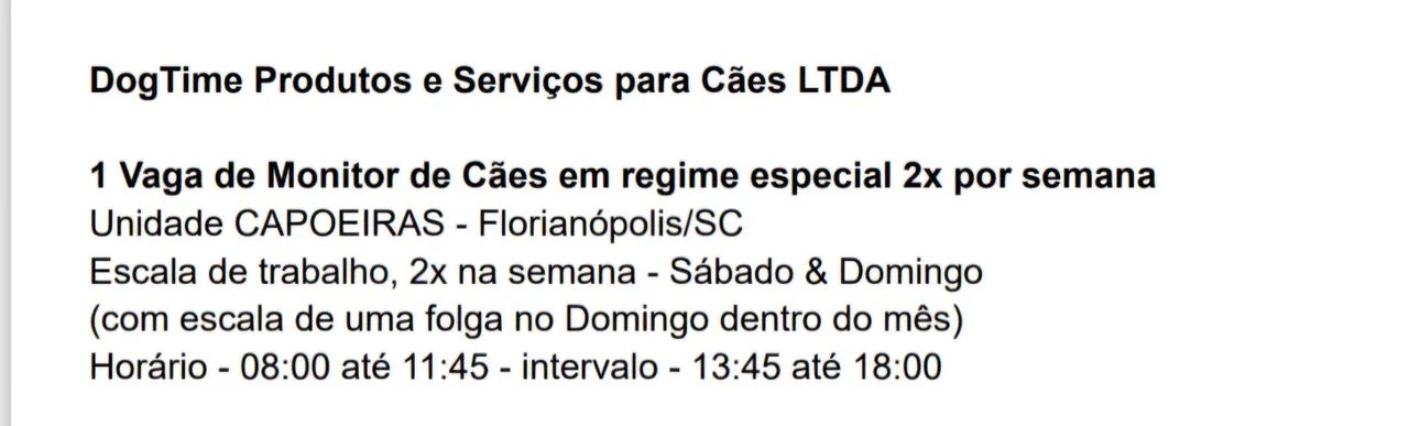 Vaga Monitor de Cães 