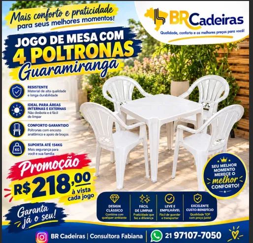 Mesa plastica com poltrona Guaramiranga 