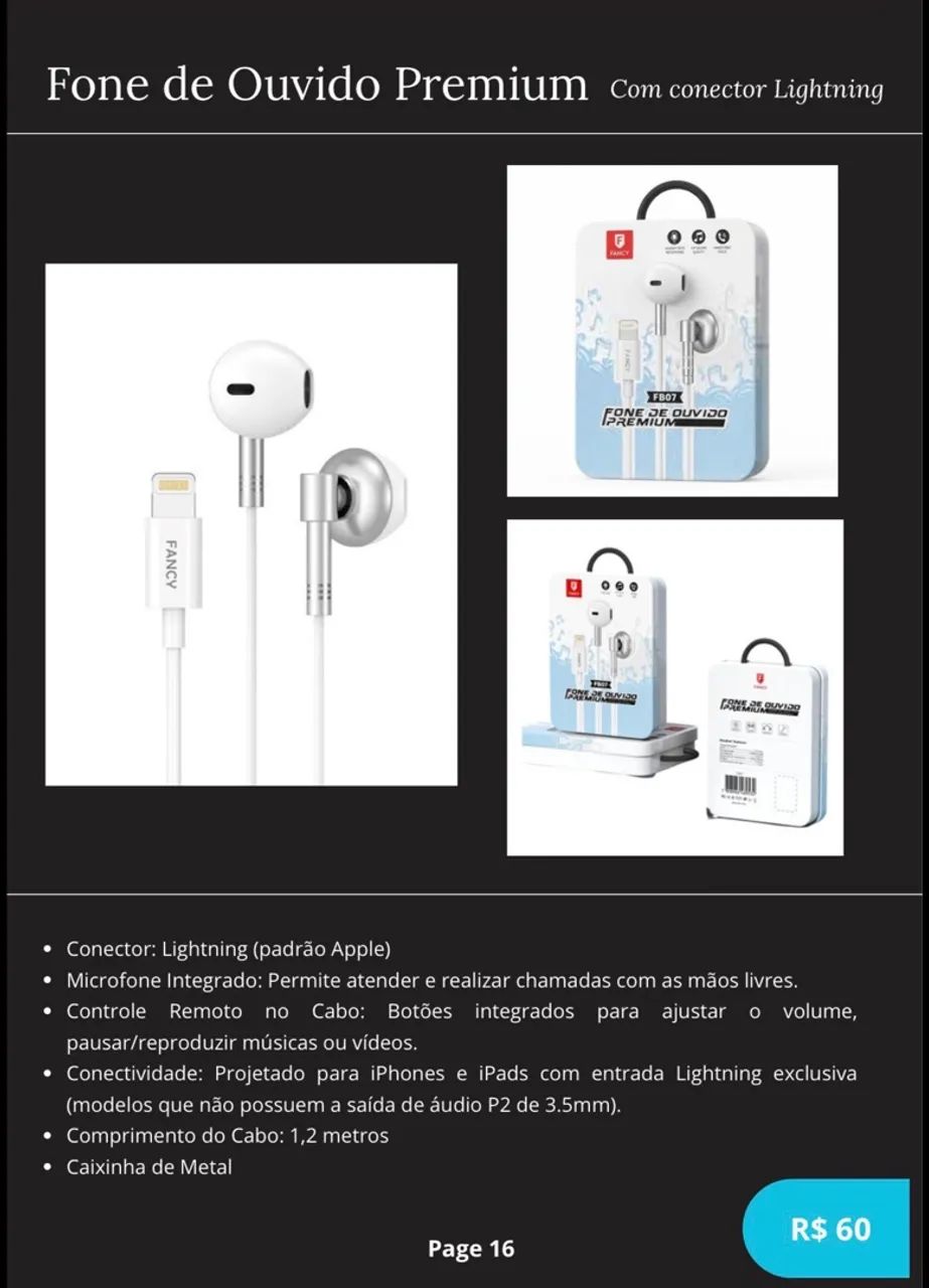 Fone de ouvido com entrada Lightning  - Foto 3