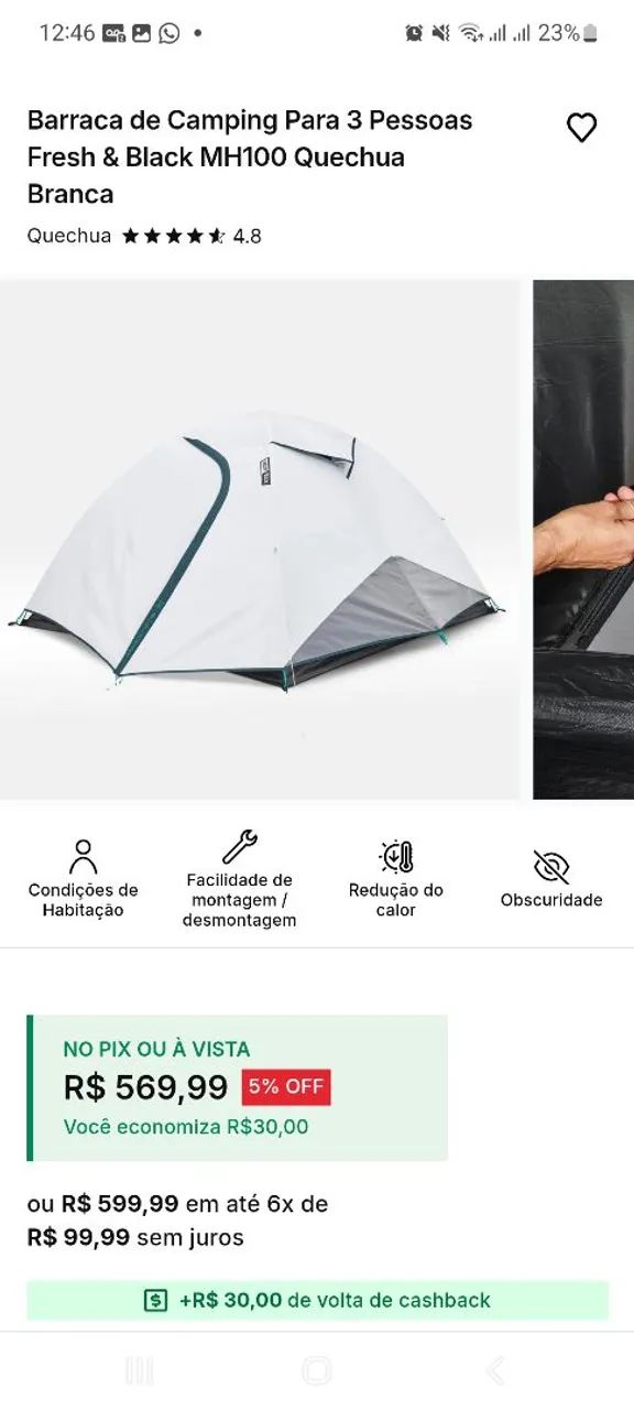 Barraca de Camping Quechua 3 pessoas Térmica  - Foto 3