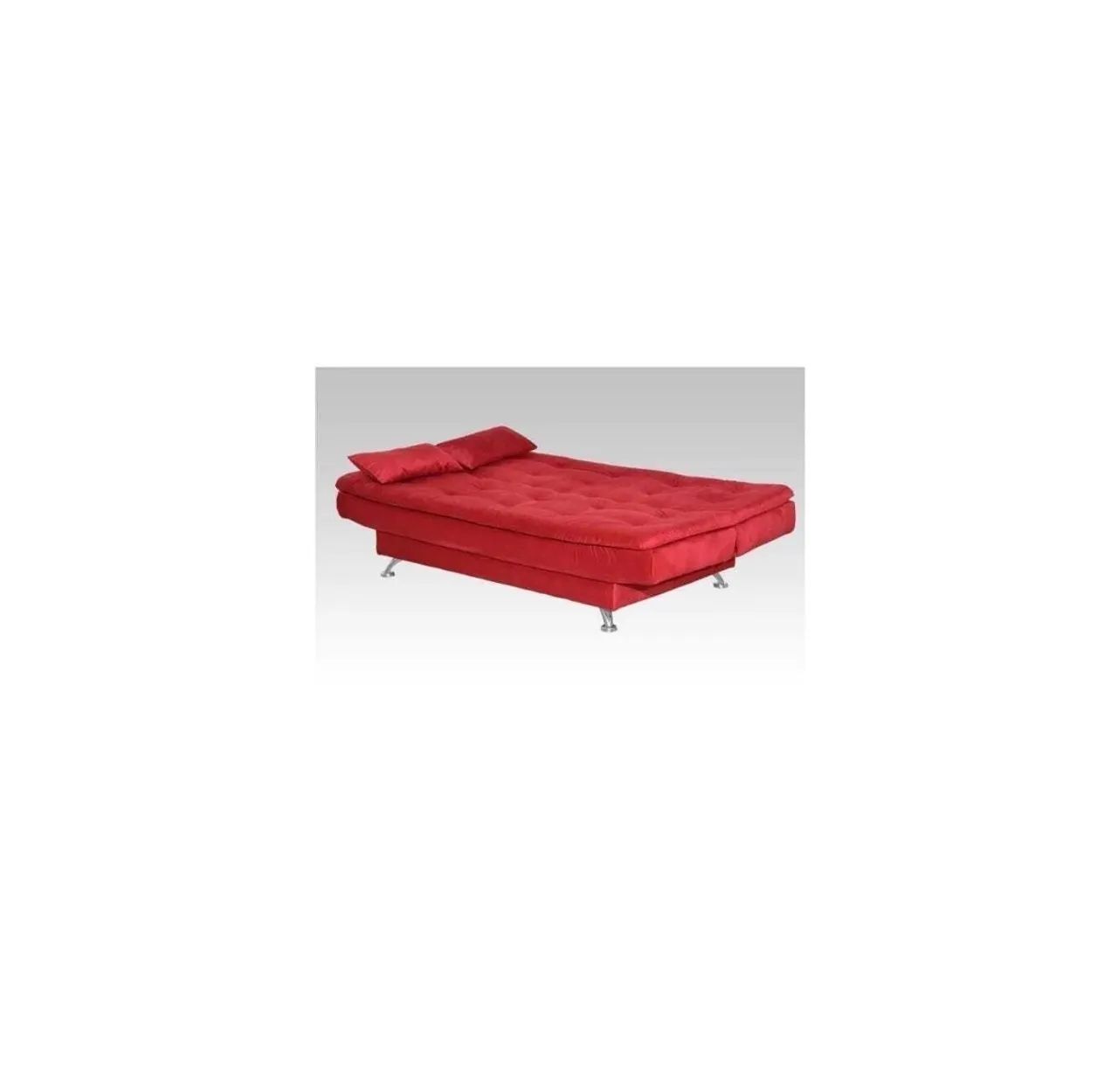 Sofá Cama-Bicama Matrix Salomé em Tecido Suede - Vermelho - Foto 2