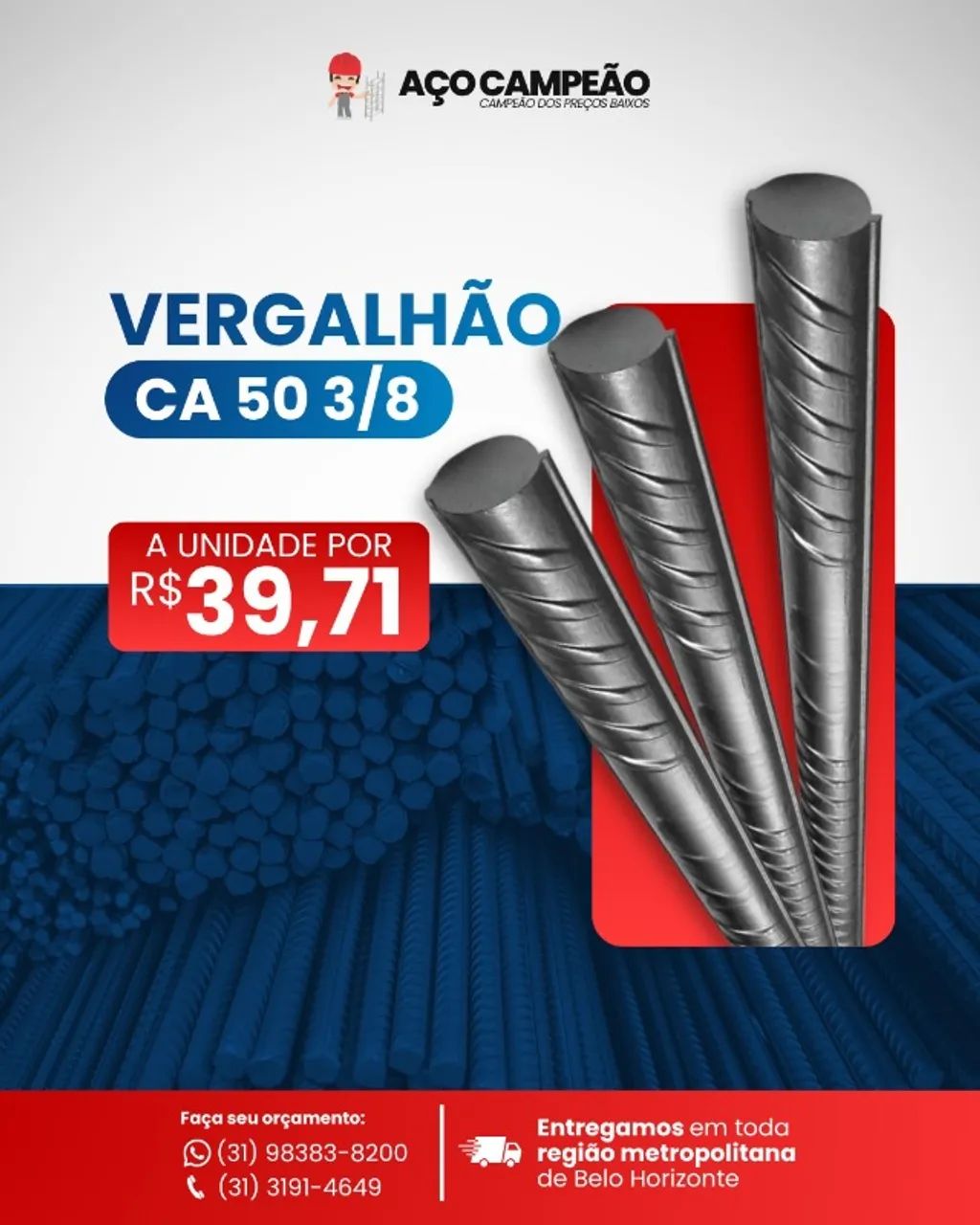 Vergalhão 3/8 10mm