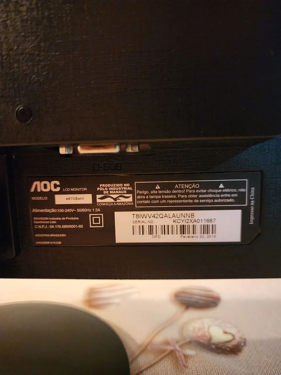 Monitor AOC 18,5" LED + Conversor HDMI e Cabos (Pouco Usado) - Foto 4