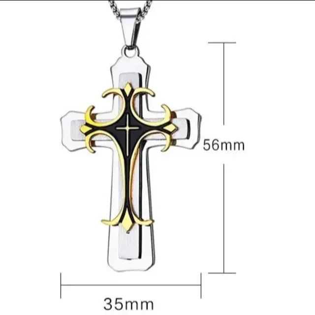 Colar com pingente de Cruz Templária de aço cirúrgico e titânio  - Foto 5