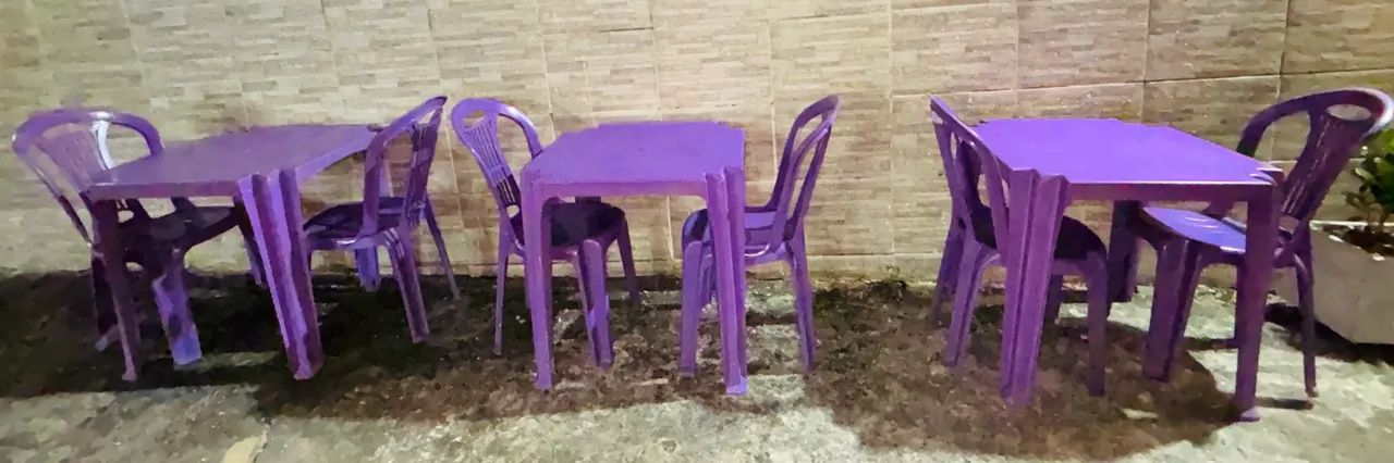 3 PARES DE MESA DE PLÁSTICO ROXA - Foto 3
