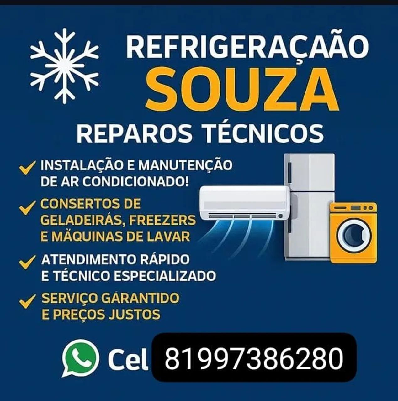 Técnico em refrigeração e máquinas de lavar freezer geladeira 