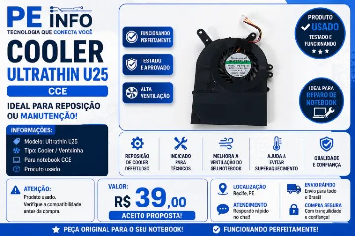 Cooler Notebook CCE Ultrathin U25 Ventoinha Funcionando
