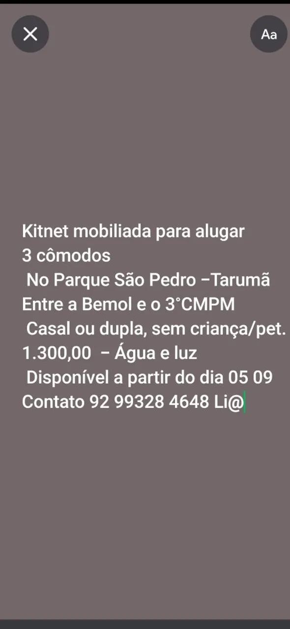 Imóvel mobiliado 