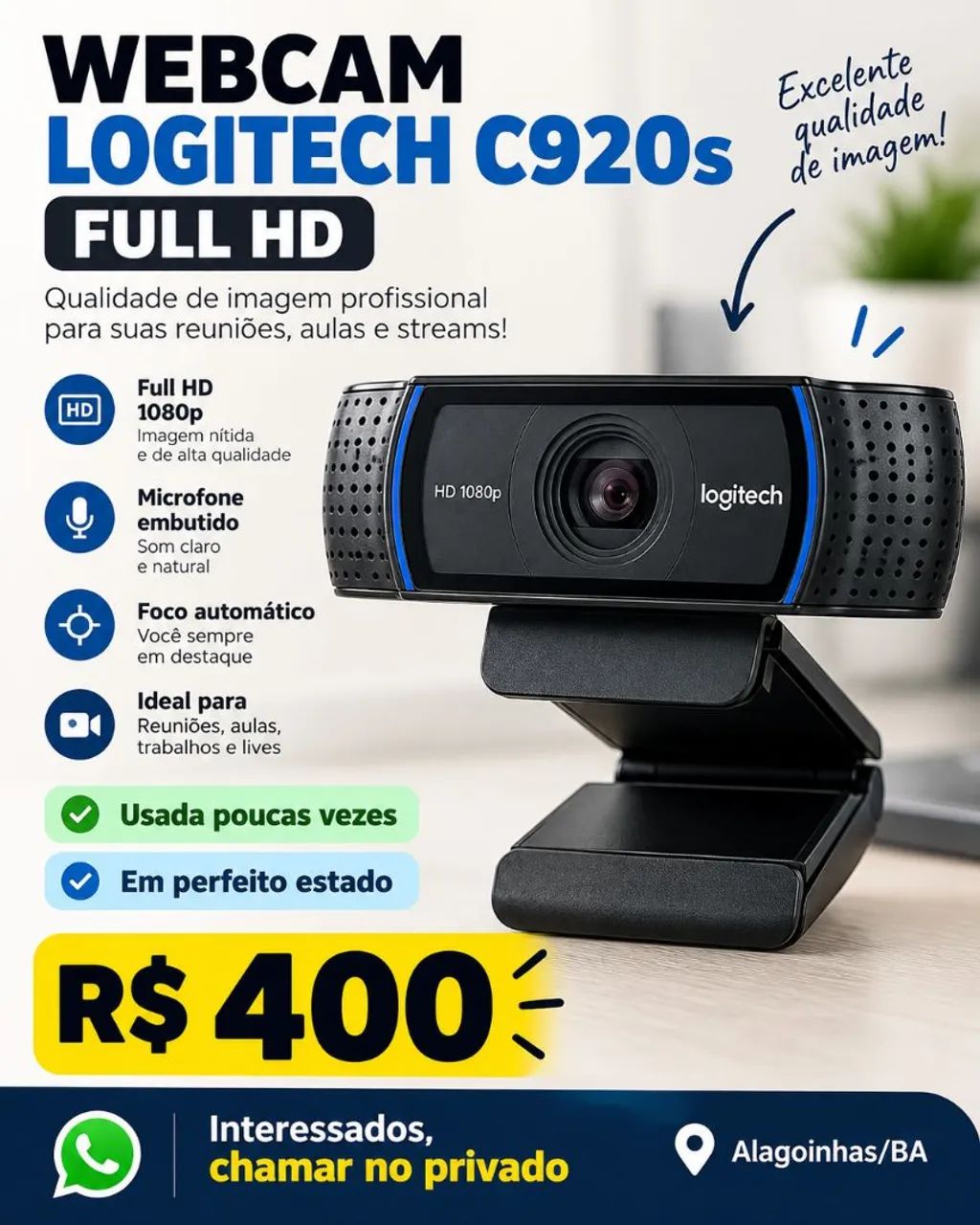 ? Webcam Logitech C920s Full HD 