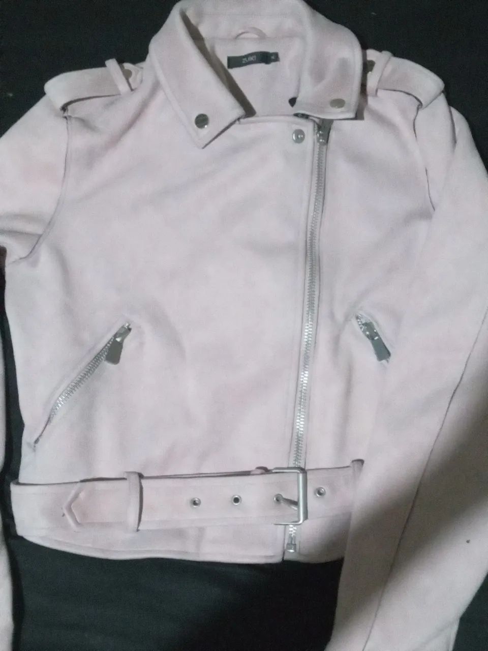 Jaqueta de couro rosa 