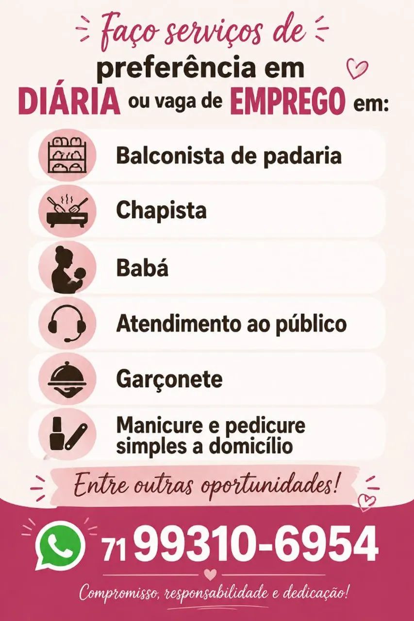 Procuro diária/freelancer 