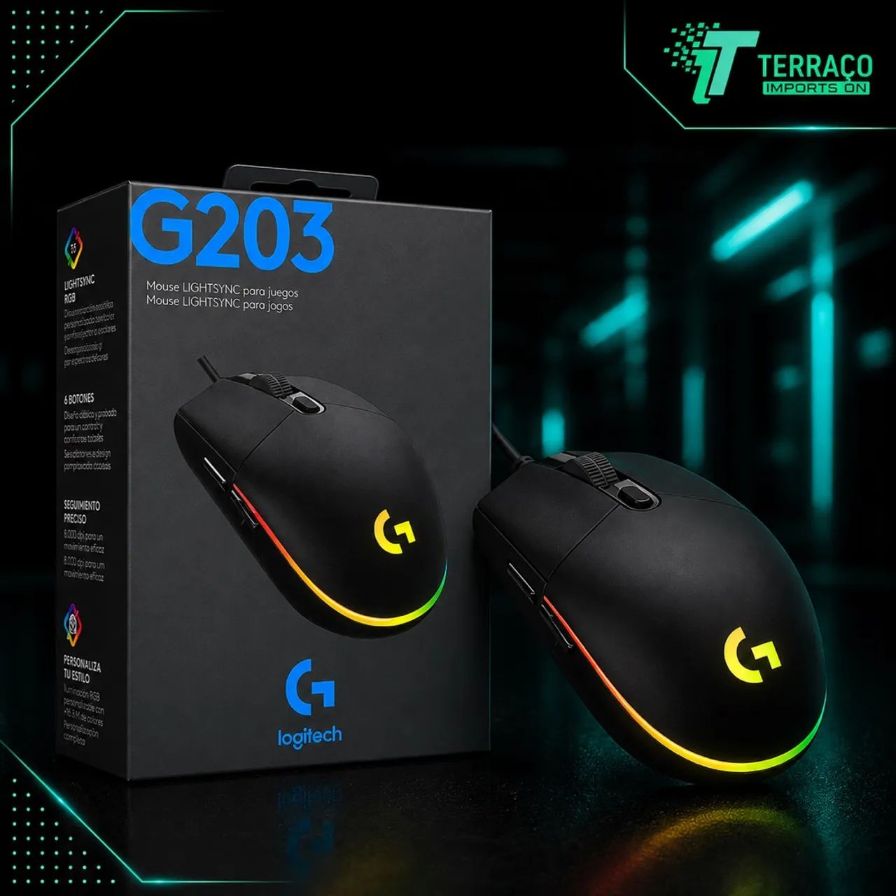 Mouse Gamer Logitech G203 LIGHTSYNC RGB 