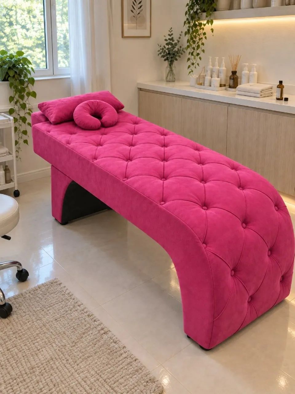 Maca Estética Reta Capitonê Suede + 2 Almofadas de Brinde