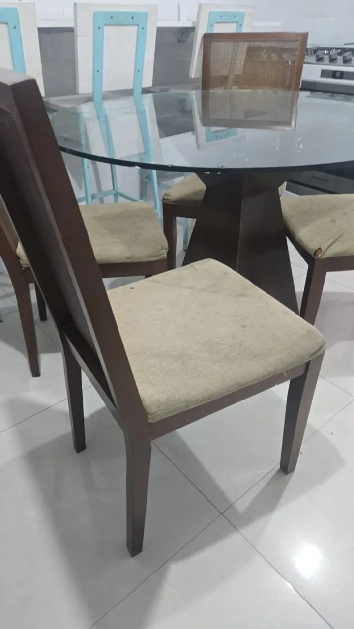 mesa de jantar redonda com tampo de vidro - Foto 2