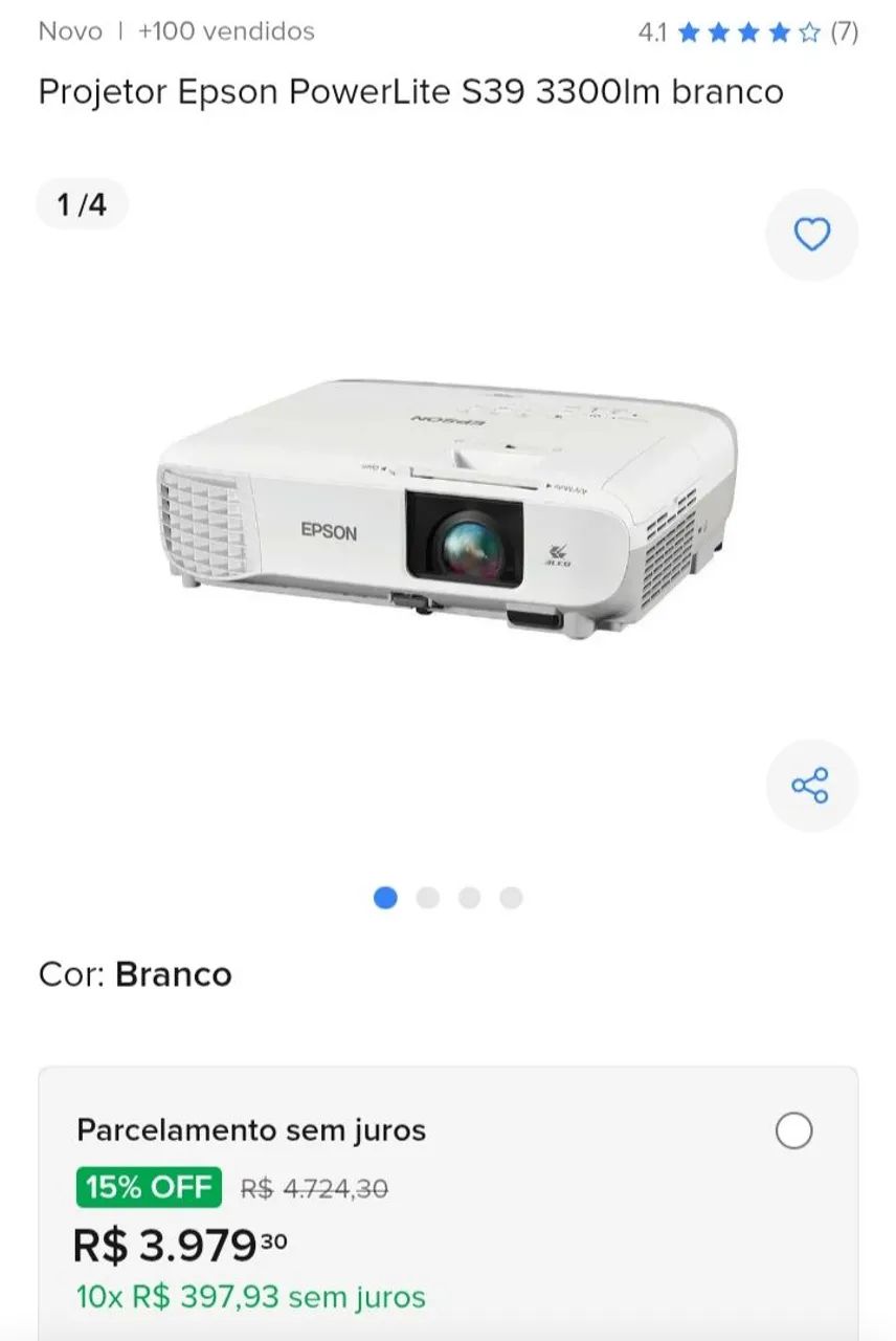 Projetor EPSON S39  - Foto 2