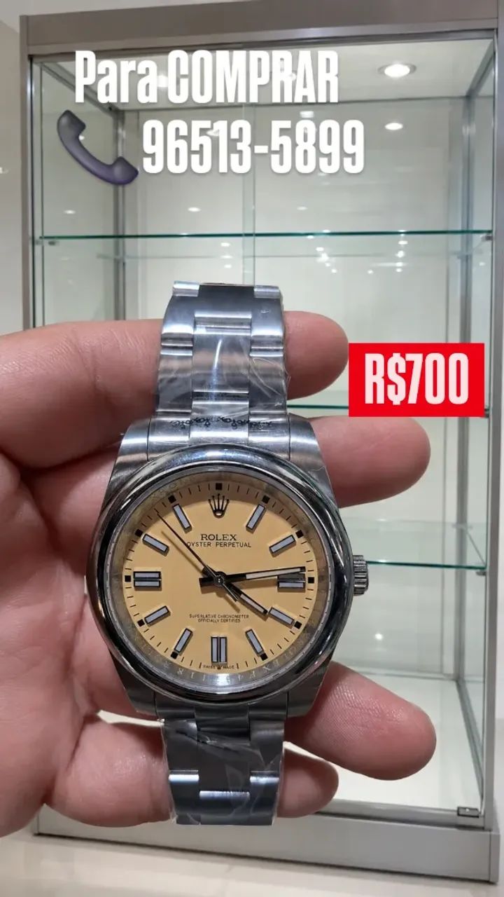 Relógio ROLEX AUTOMÁTICO  _ OSTER PERPETUAL FUNDO BEGE LANÇAMENTO 