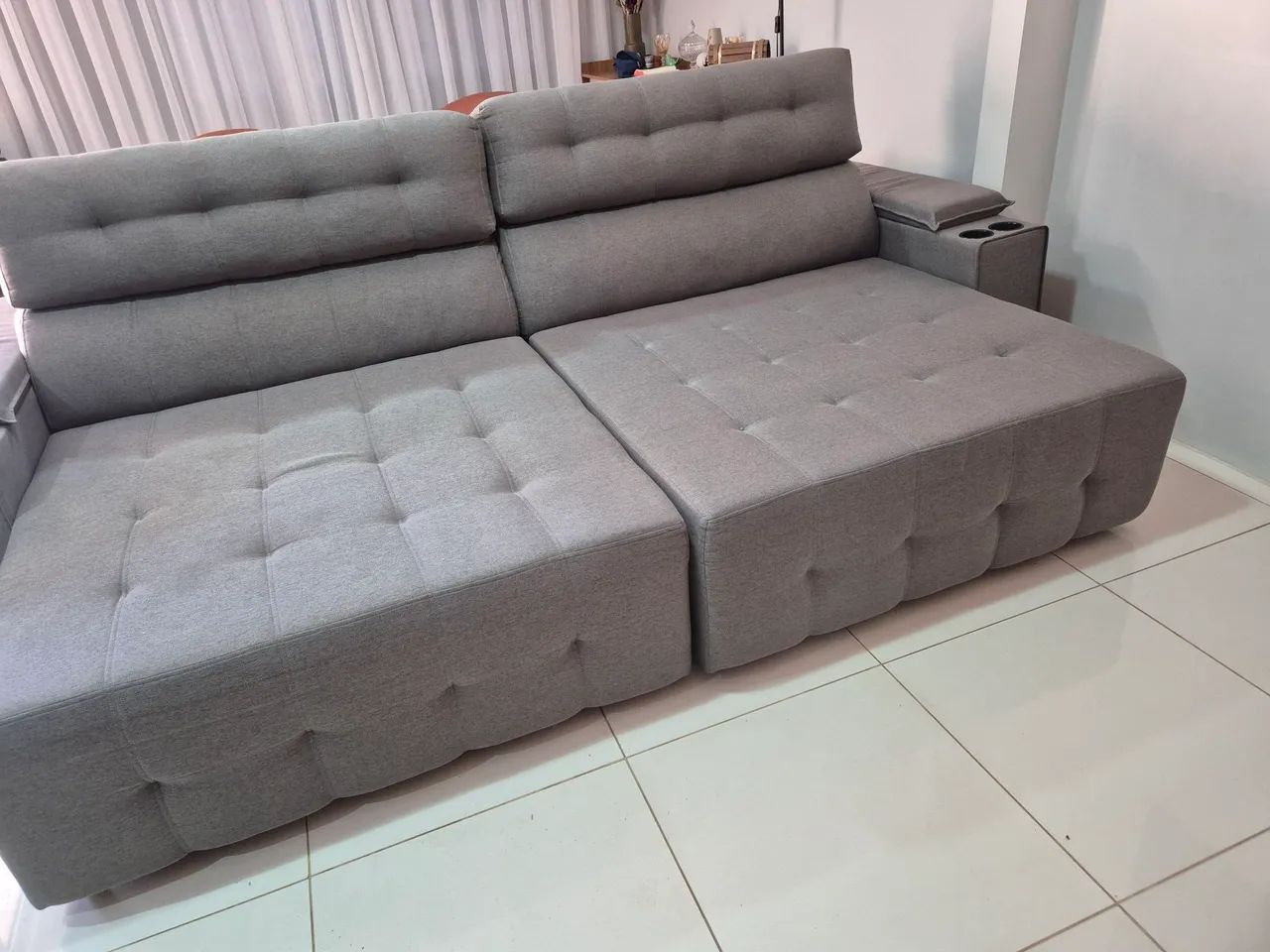 Sofa retrátil reclinável 3metros linho - Foto 5