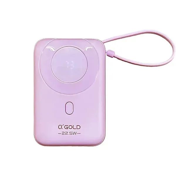 Carregador Portátil Power Bank 10.000mAh com Cabo Tipo C e iPhone, 22.5W PD, Lilás  - Foto 2
