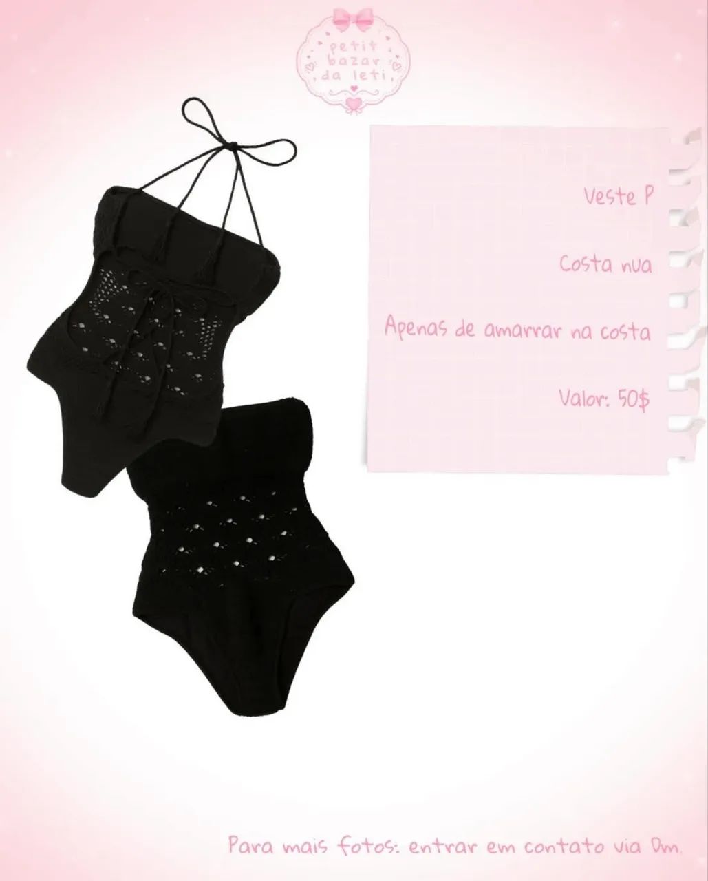 Body de crochê preto P