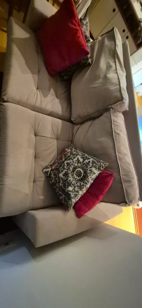 Sofá 2 lugares Suede Bege Mobly - Foto 3