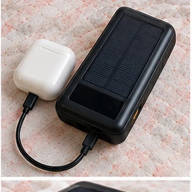 Power Bank Solar 20000mAh com Lanterna e Cabos - Foto 3