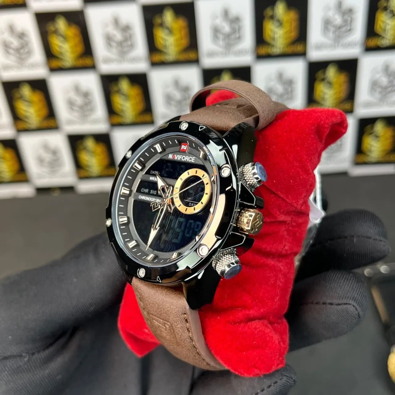 Relógio Masculino Naviforce 9208 Analógico Digital - Pulseira Marrom - Foto 2