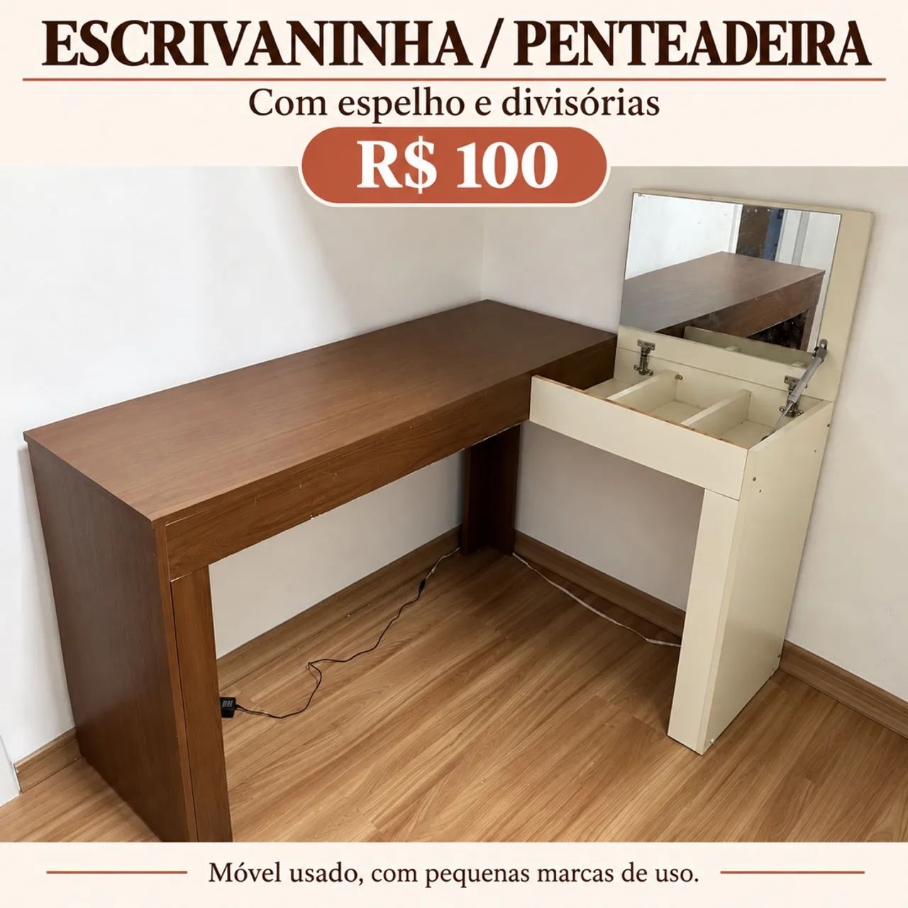 Escrivaninha/penteadeira com espelho
