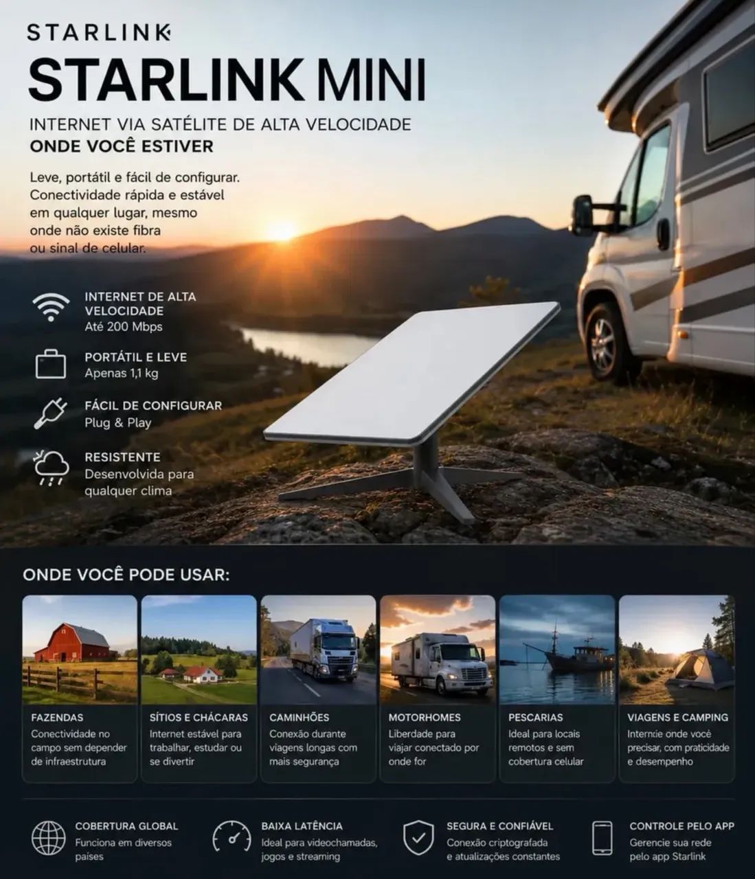 Kit Starlink Mini Antena Internet Via Satélite. - Foto 3