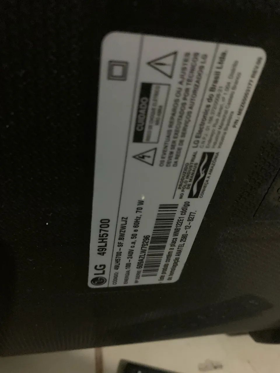 Tv LG 49 polegadas, led tela trincada , funcionando 