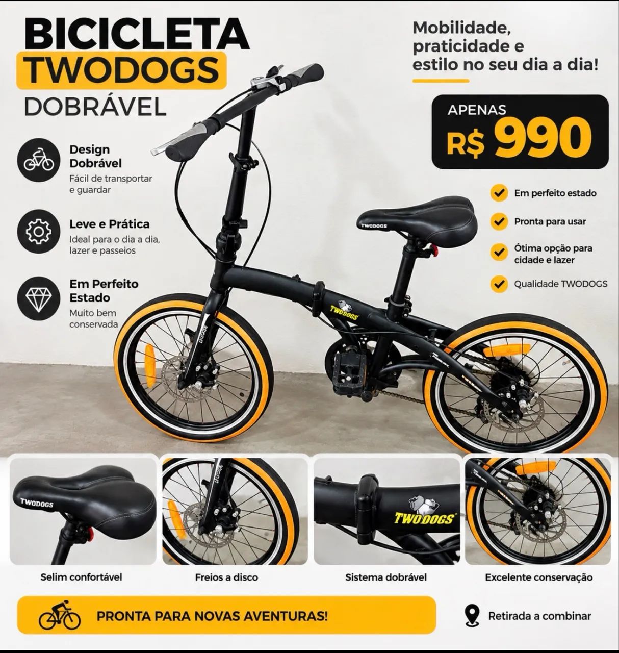 BICICLETA DOBRÁVEL TWODOGS - Foto 3