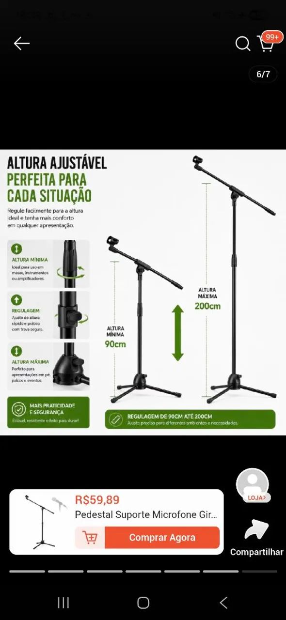 Pedestal para microfone profissional  - Foto 2