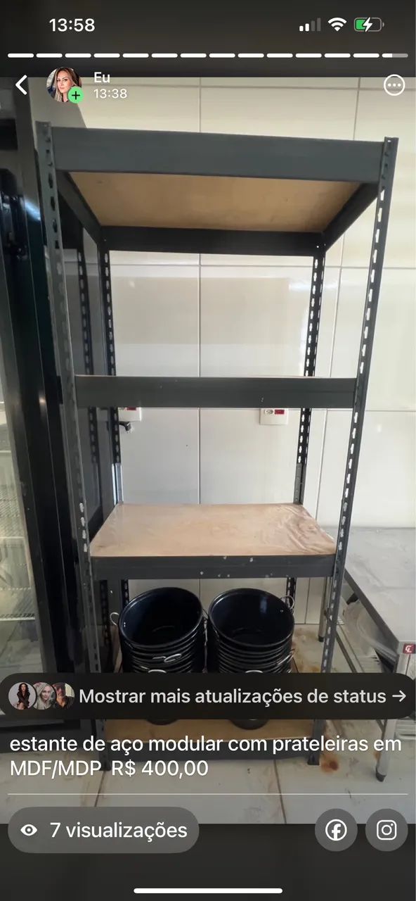 Prateleira de aço e mdf 