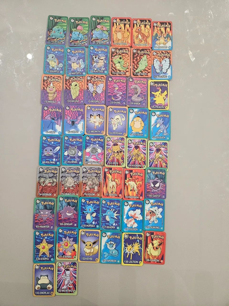 50 cartas Pokémon 1999