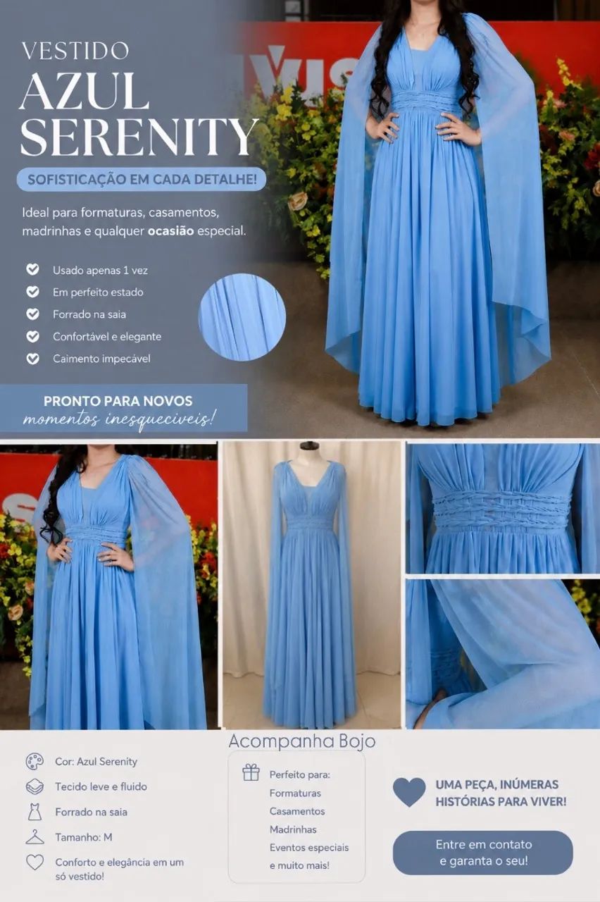 Vestido azul serenity PROMOÇÃO IMPERDÍVEL 