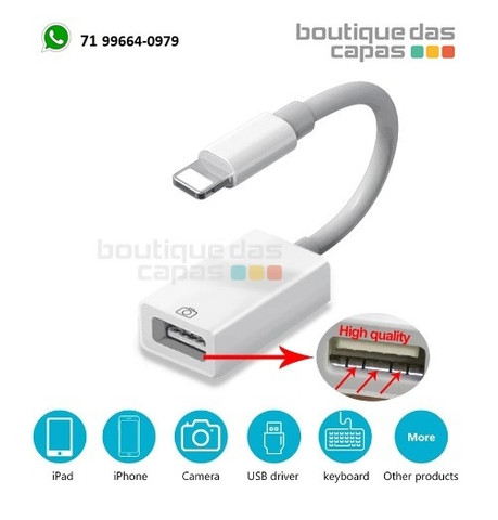 Cabo otg usb para ios iphone 5 a 12 ipad le-0158